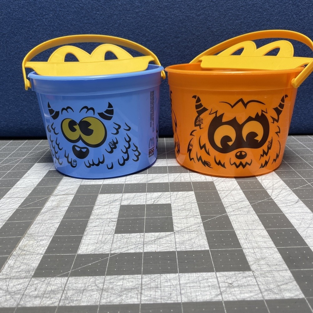 2024 McDONALD'S Blue & Orange Halloween Boo Buckets HAPPY MEAL TOYS Limited Time